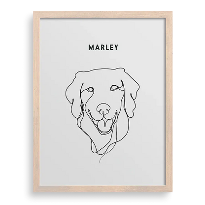 Custom hand-sketched pet portrait using one continuous line