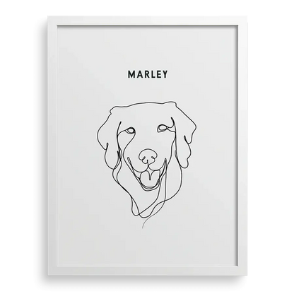 Black and white pet illustration created from customer photo