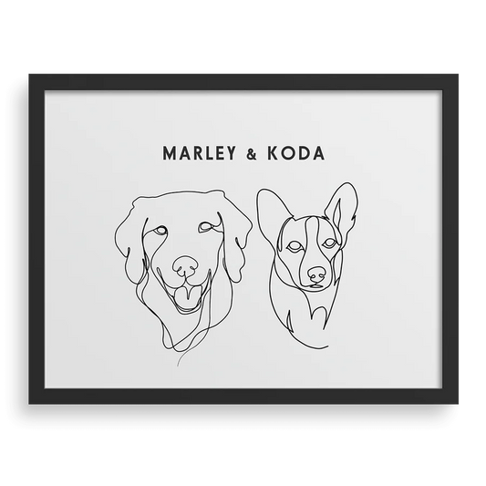 Custom Two Pet Line Drawing Portrait