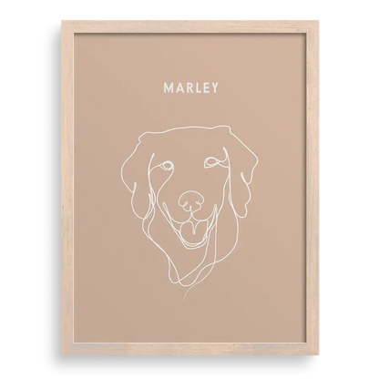 Simple outline artwork of a dog with custom name