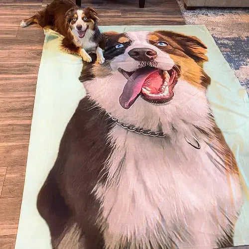 A personalized pet photo blanket that adds warmth and memories to your home.