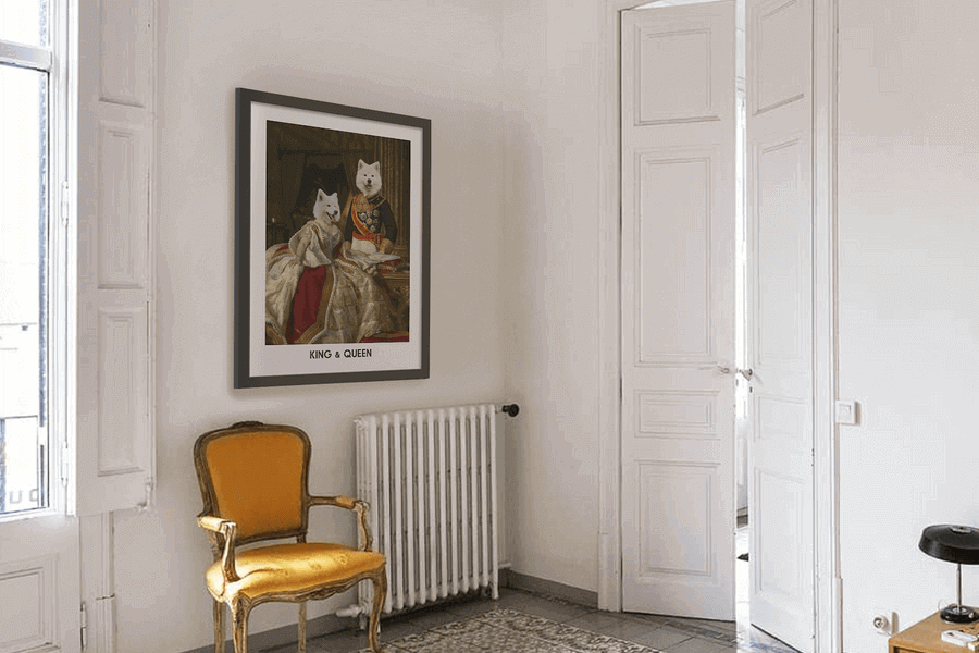 Images showing different angles and frame depths for pet wall portraits