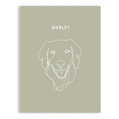 Elegant single-line artwork of a dog in black ink style