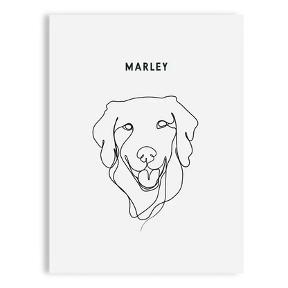Artistic pet line sketch of a labrador with soft expression