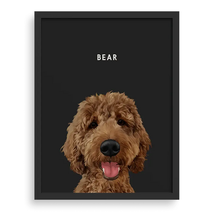 Custom portrait of one brown dog by Paw-Pixie, designed with a black background.