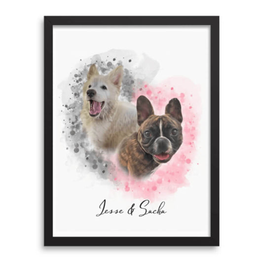 Watercolor painting of Snowy the white shepherd, a charming pet portrait.