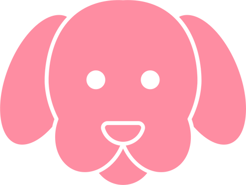 Pink icon of a dog face representing pet portrait preview before purchase