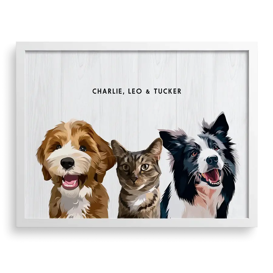 Pet lover gift: Personalized pet wall print with royal frame