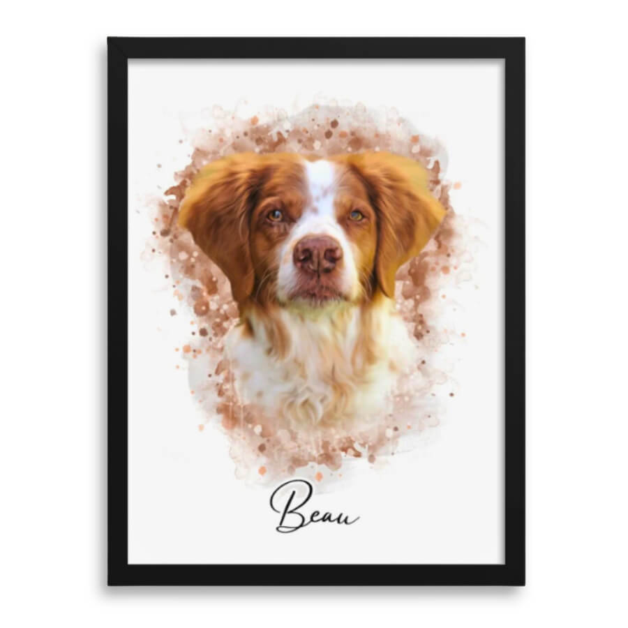 Custom watercolor portrait of Snowy, the white shepherd dog, perfect for home decor.
