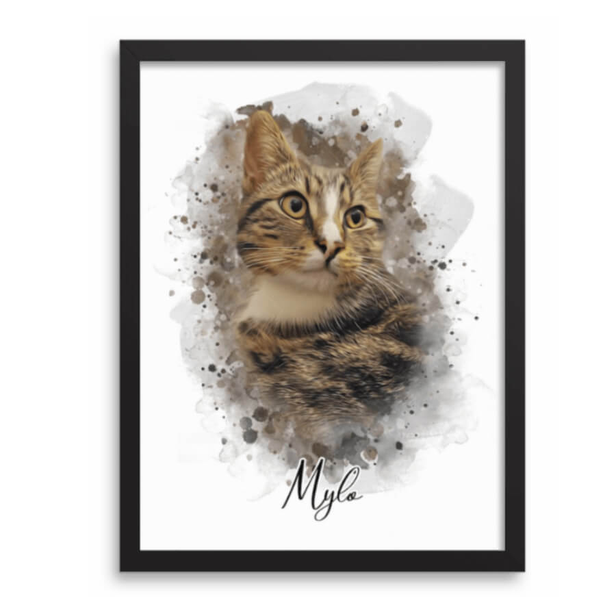 Watercolor portrait of Snowy, a white shepherd dog, personalized for pet lovers.