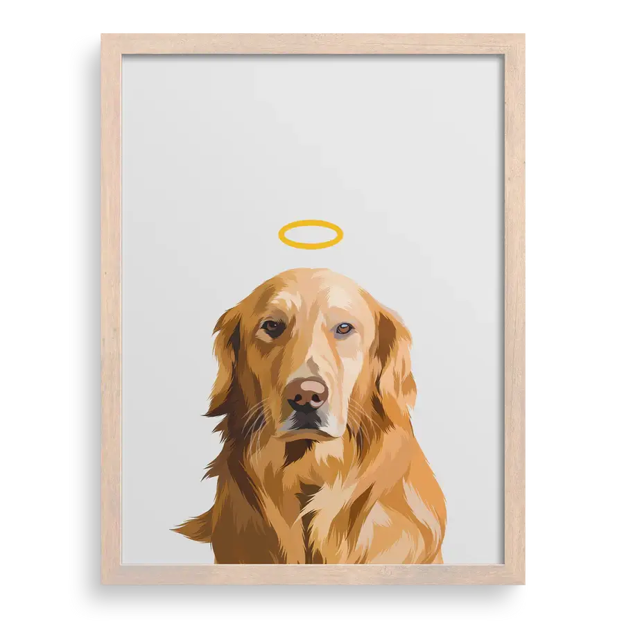 Personalized memory canvas of a dog with angel wings