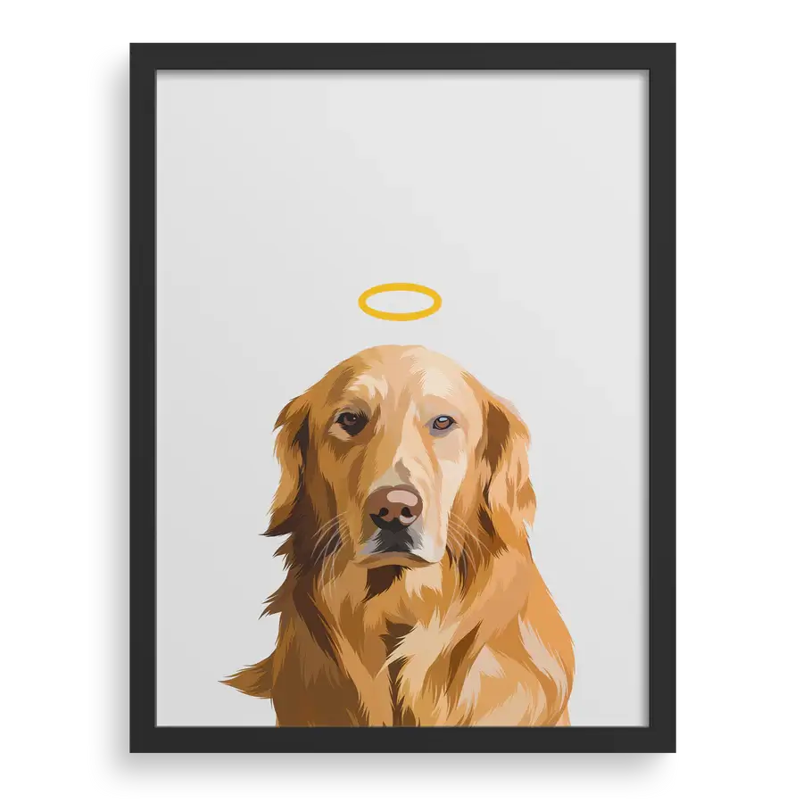 Commemorative portrait for a departed pet with heartwarming details