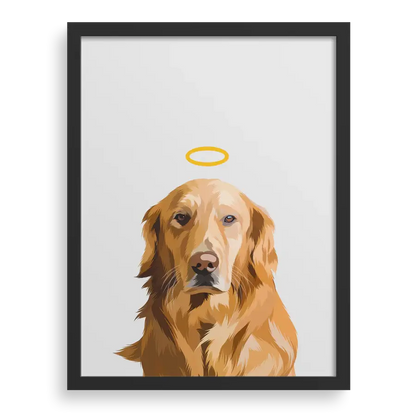 Commemorative portrait for a departed pet with heartwarming details