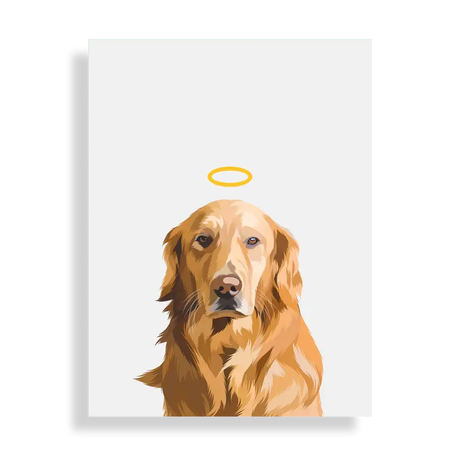 Customized pet loss tribute with calming background and halo