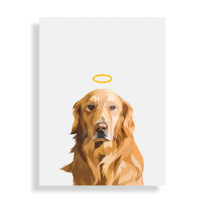 Customized pet loss tribute with calming background and halo
