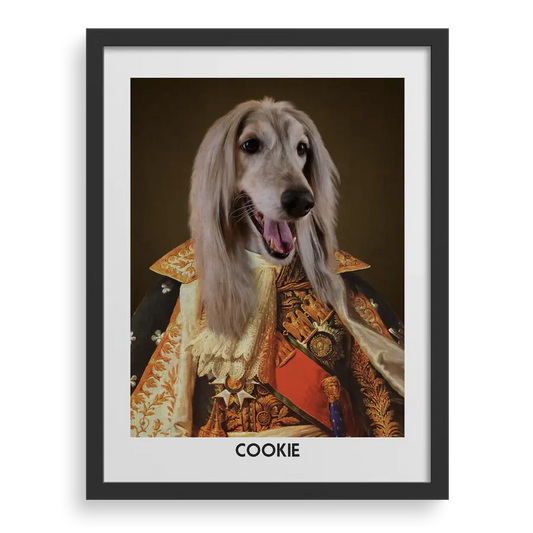 Custom pet portrait "The Princess" with Black frame by Paw-Pixie.
