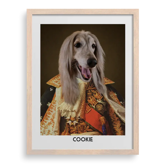 Custom pet portrait "The Princess" with Brown frame by Paw-Pixie.
