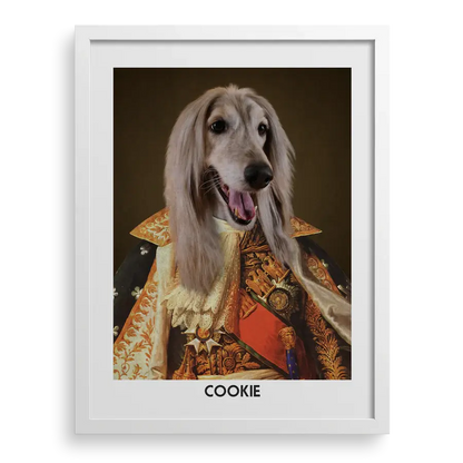 Custom pet portrait "The Princess" with White frame by Paw-Pixie.
