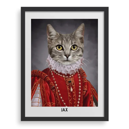 Custom pet portrait "Their Highness" with Black frame by Paw-Pixie.

