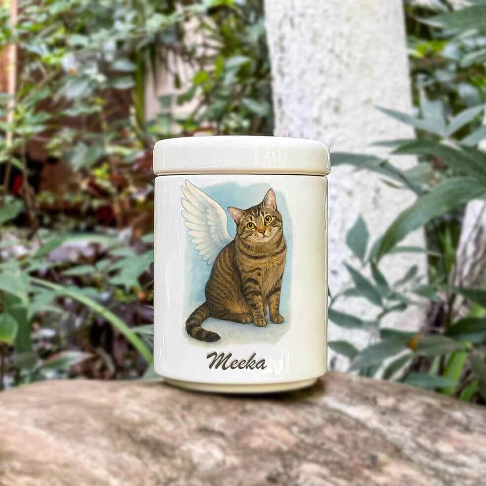 Handmade wooden cremation urn designed for dog ashes